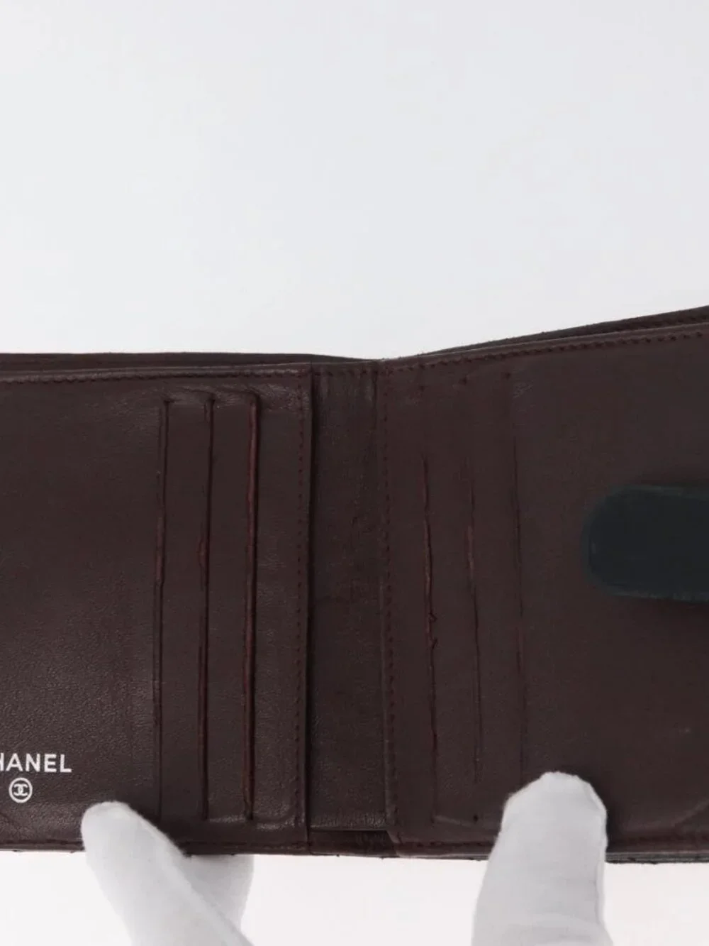 CHANEL Wallet Leather 2 Set Black CC Auth BA12679